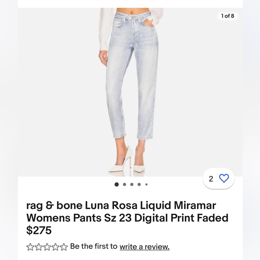 Rag & Bone Rosa Liquid Miramar Pant In Luna
Tencel Faux Jeans Denim NEW